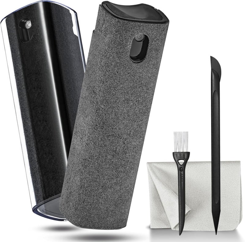 walrfid 2 Pack Screen Cleaner Spray and Wipe for Laptop Monitor and Car Screens, Phone Touchscreen Mist Cleaning Kit for Cellphone, Tablet, PC, Computer, LCD, Eyeglass, iPhone, iPad, Mac Pro - Black and Grey - Image 1